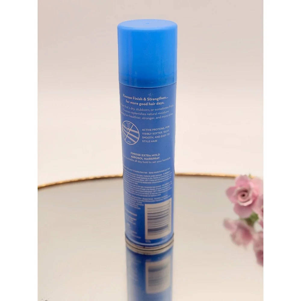 Finesse Finish + Strengthen Extra Hold Hairspray Active Proteins 7 oz Blue Can